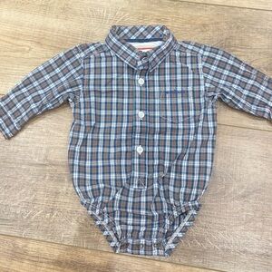OshKosh B'gosh Blue and Red Plaid Baby Bodysuit